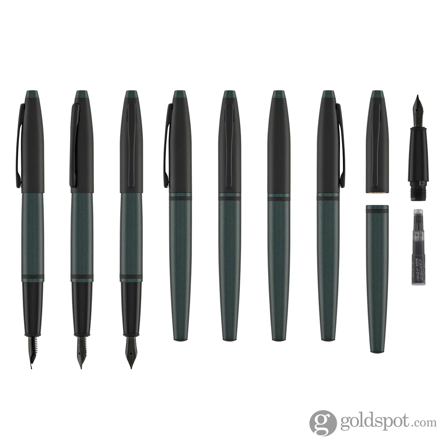 Cross Calais Matte Green + Matte Grey COMBO Fountain Pen - Fine Fountain Pen