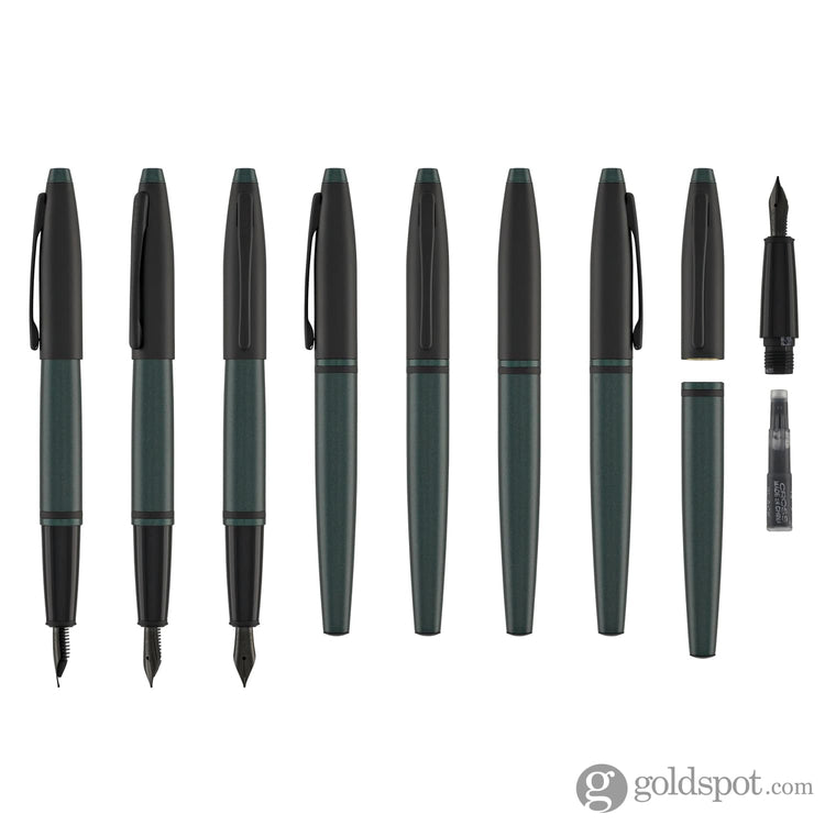 Cross Calais Matte Green + Matte Grey COMBO Fountain Pen - Fine Fountain Pen