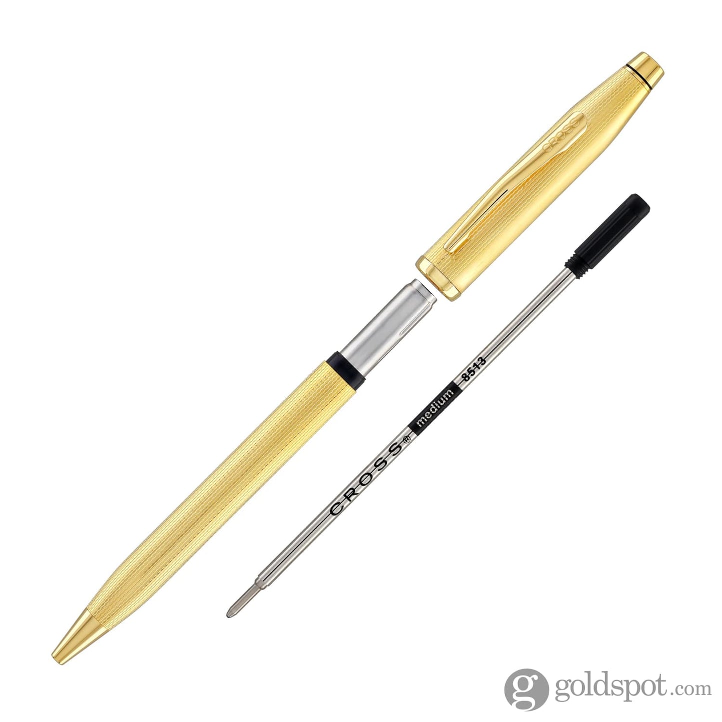 Cross Century II Ballpoint Pen Polished 23K Gold-Plated Engraved Diamond Pattern Ballpoint Pens