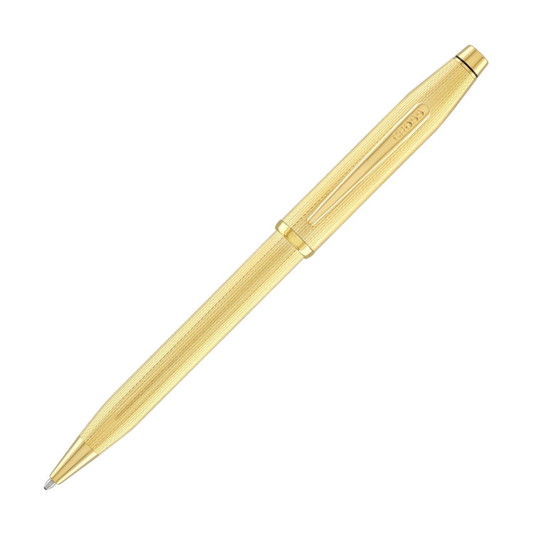 Cross Century II Ballpoint Pen Polished 23K Gold-Plated Engraved Diamond Pattern Ballpoint Pens