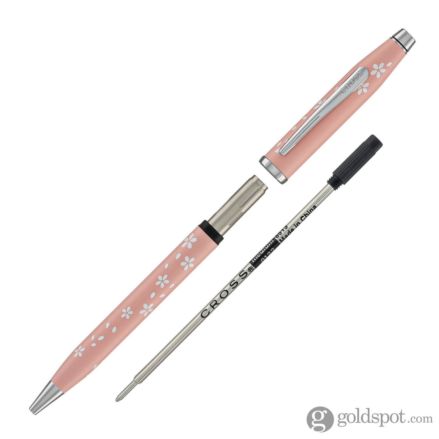 Cross Century II Cherry Blossom Ballpoint Pen in High Glossy Pink Lacquer with Polished Chrome Ballpoint Pens