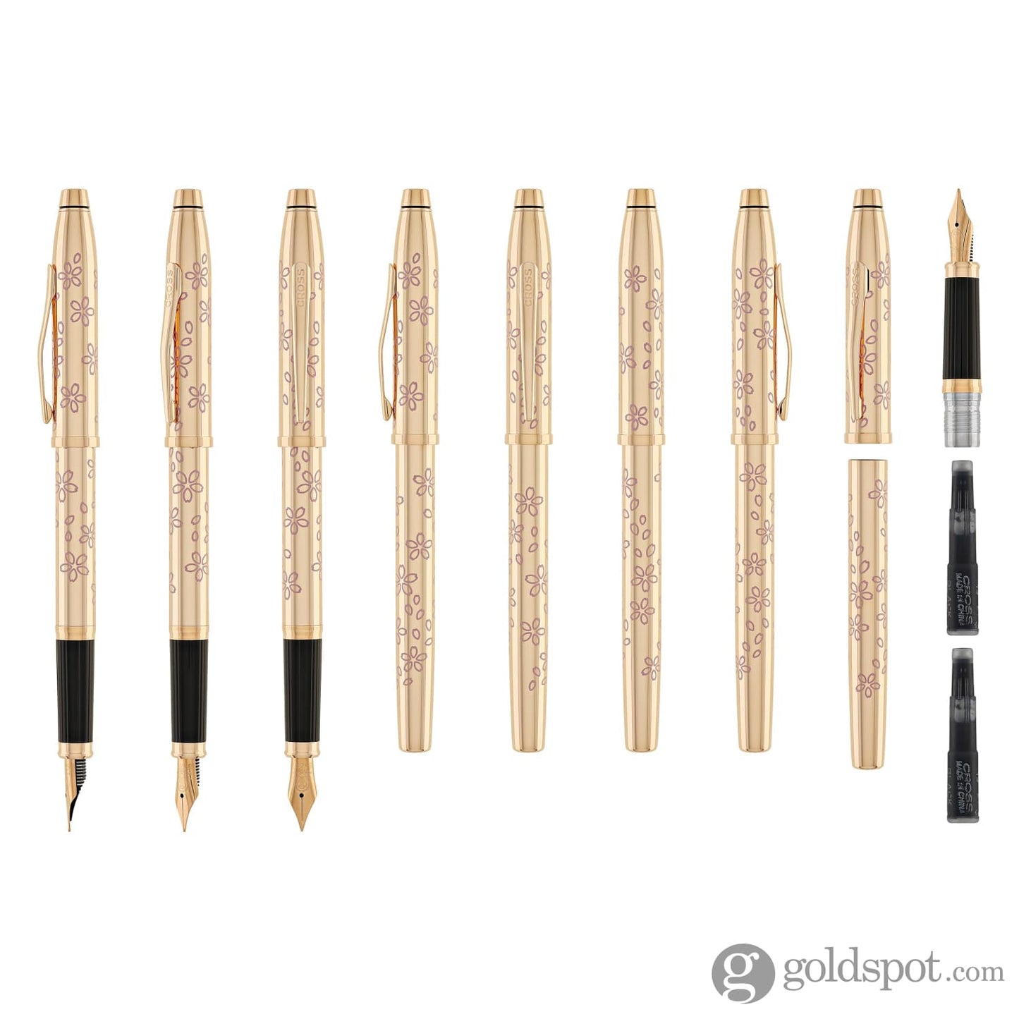 Cross Century II Cherry Blossom Fountain Pen in Rose Gold Plated with Polished Rose Gold Trim Fountain Pen