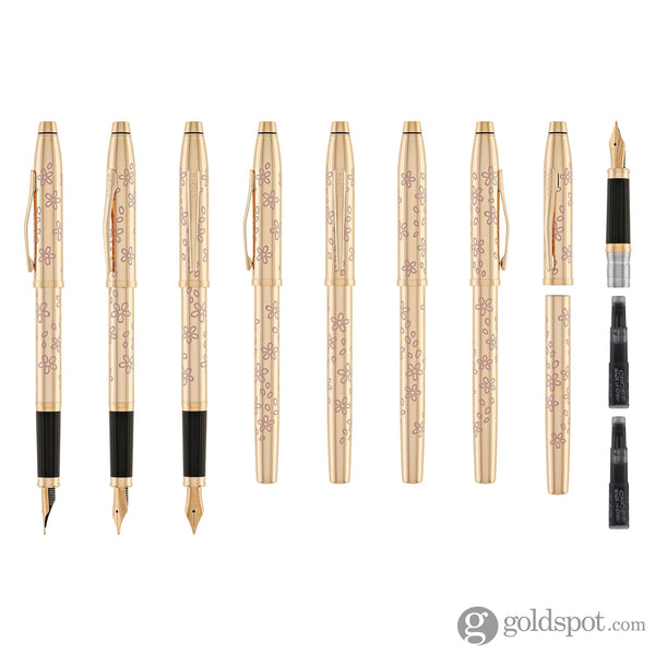 Cross Century II Cherry Blossom Fountain Pen in Rose Gold Plated with Polished Rose Gold Trim Fountain Pen