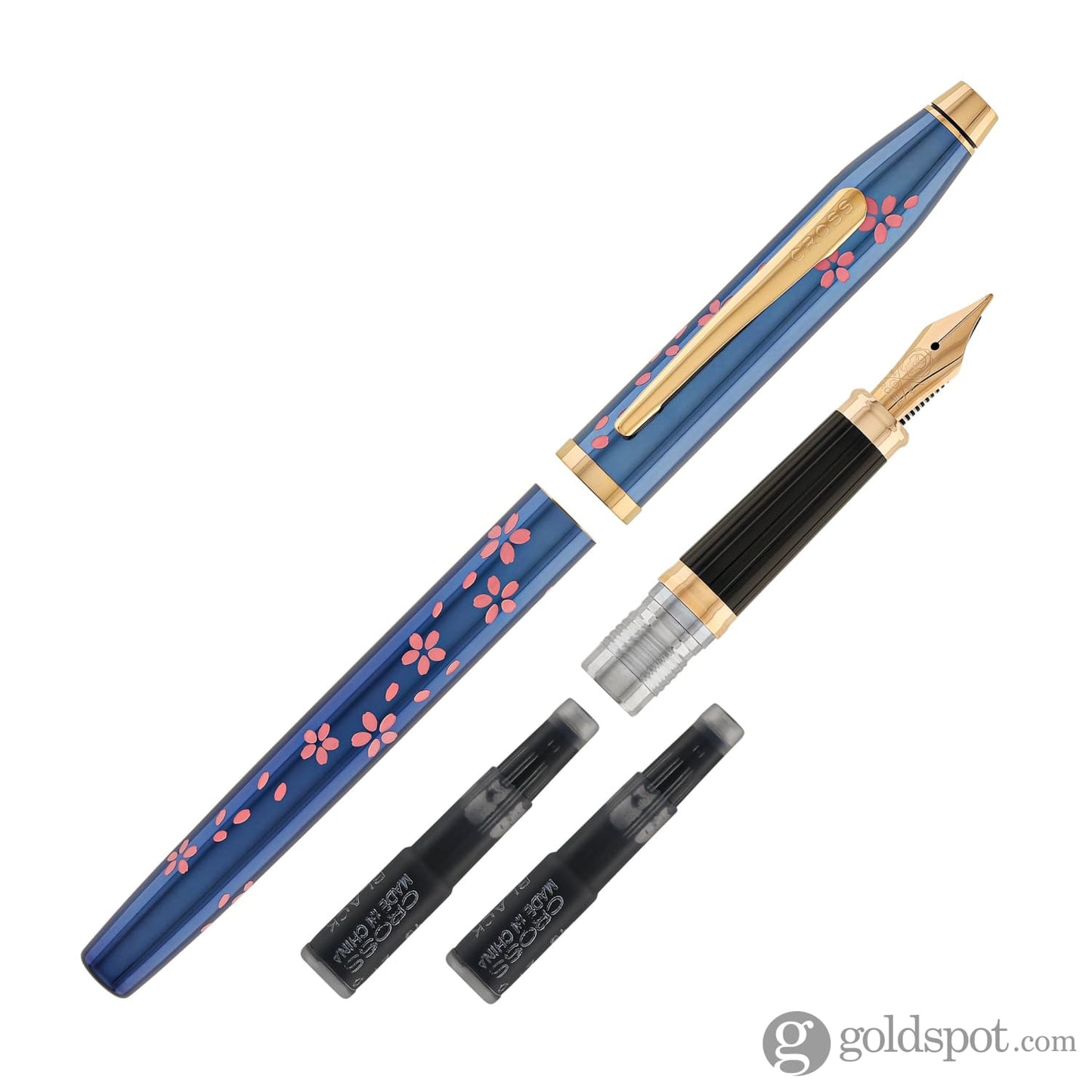 Cross Century II Cherry Blossom Fountain Pen in Translucent Blue with Polished Rose Gold Trim Fountain Pen