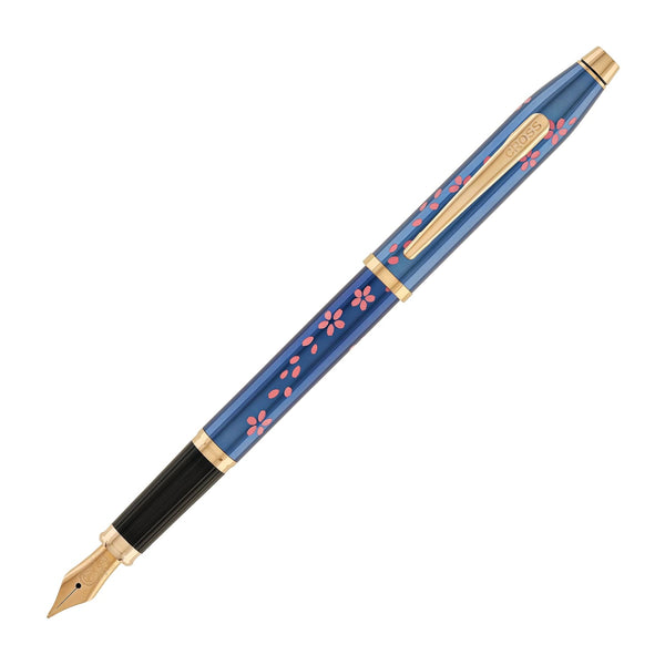 Cross Century II Cherry Blossom Fountain Pen in Translucent Blue with Polished Rose Gold Trim Fountain Pen