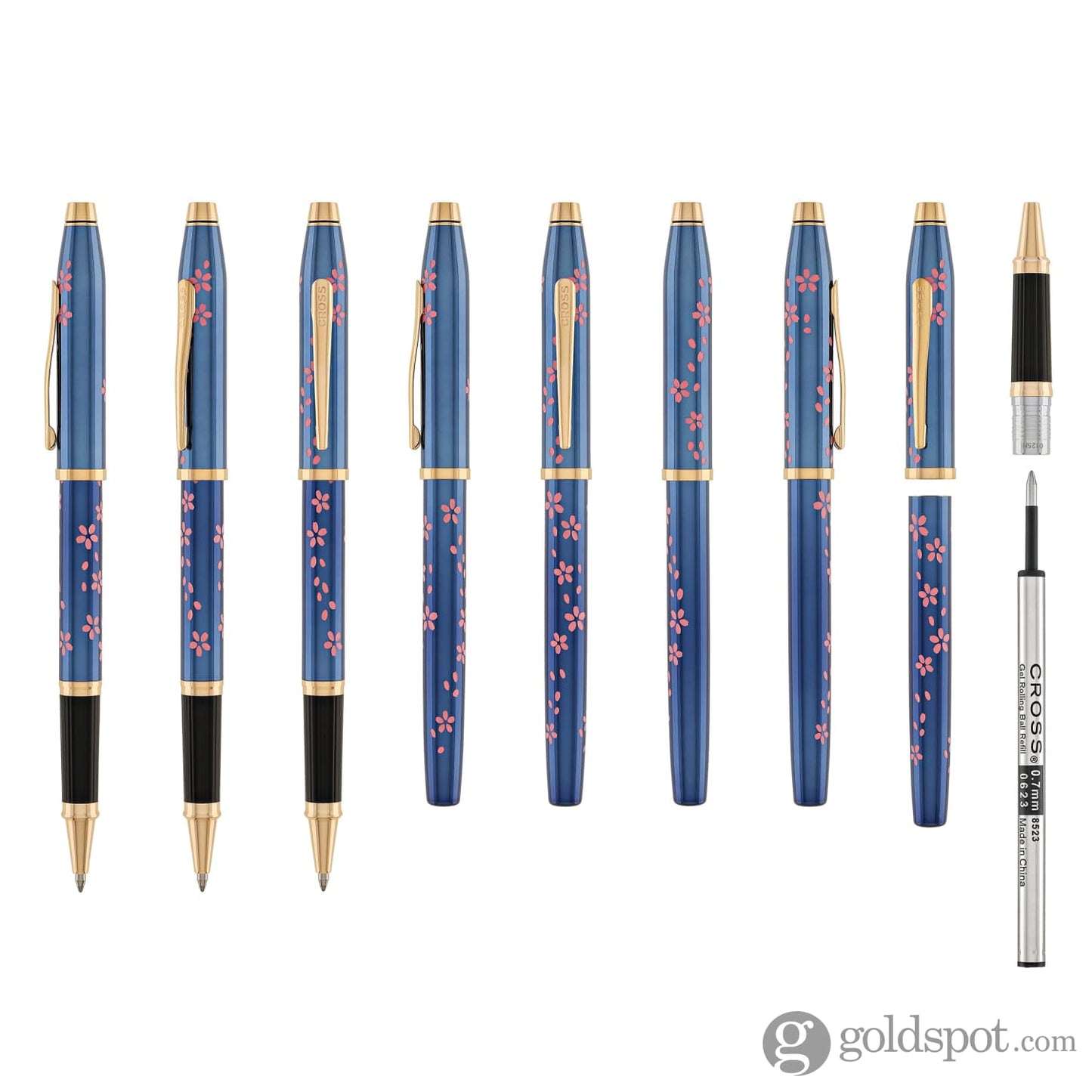 Cross Century II Cherry Blossom Selectip Rollerball Pen in Translucent Blue with Rose Gold Trim Rollerball Pen