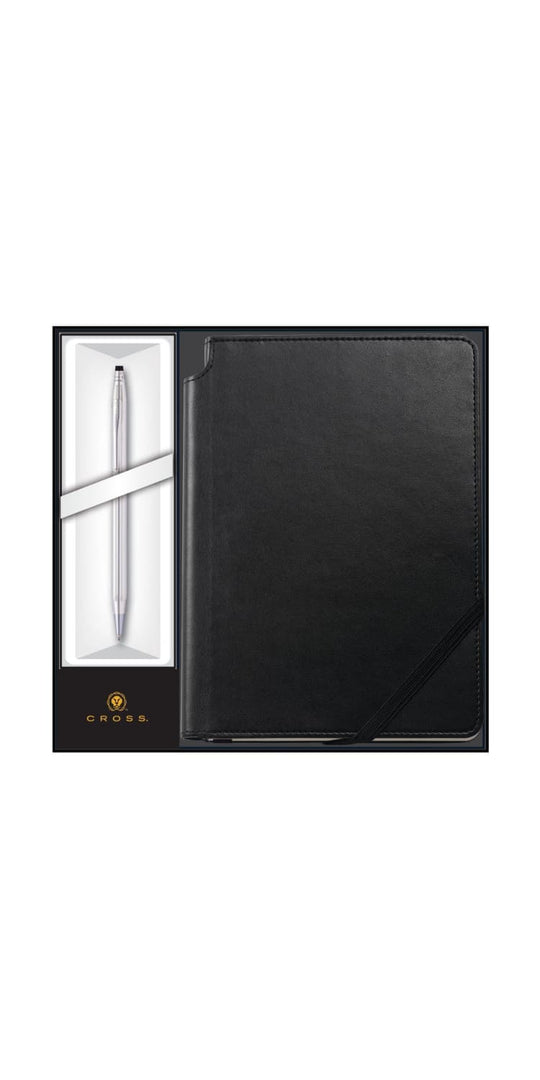 Cross Classic Century Ballpoint Pen in Lustrous Chrome with Black Journal