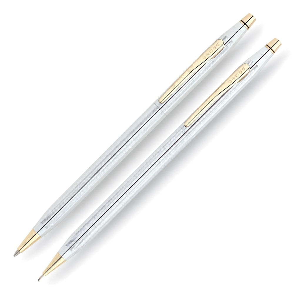 Cross Classic Century Medalist Pen & 0.7mm Pencil Set in Chrome with Gold Trim Pen and Pencil Sets