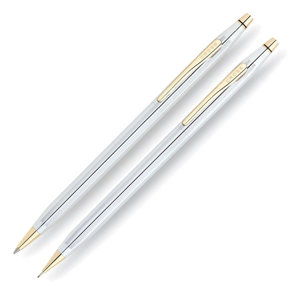 Cross Classic Century Medalist Pen & 0.7mm Pencil Set in Chrome with Gold Trim Pen and Pencil Sets