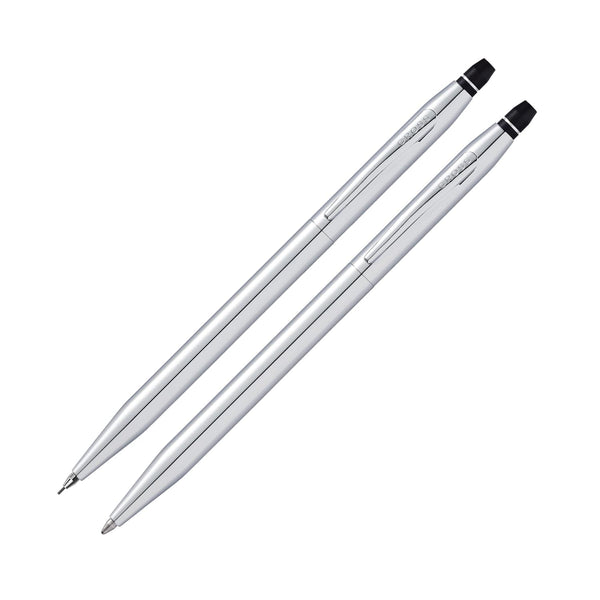 Cross Click Ballpoint Pen and Mechanical Pencil Set in Chrome Pen and Pencil Set