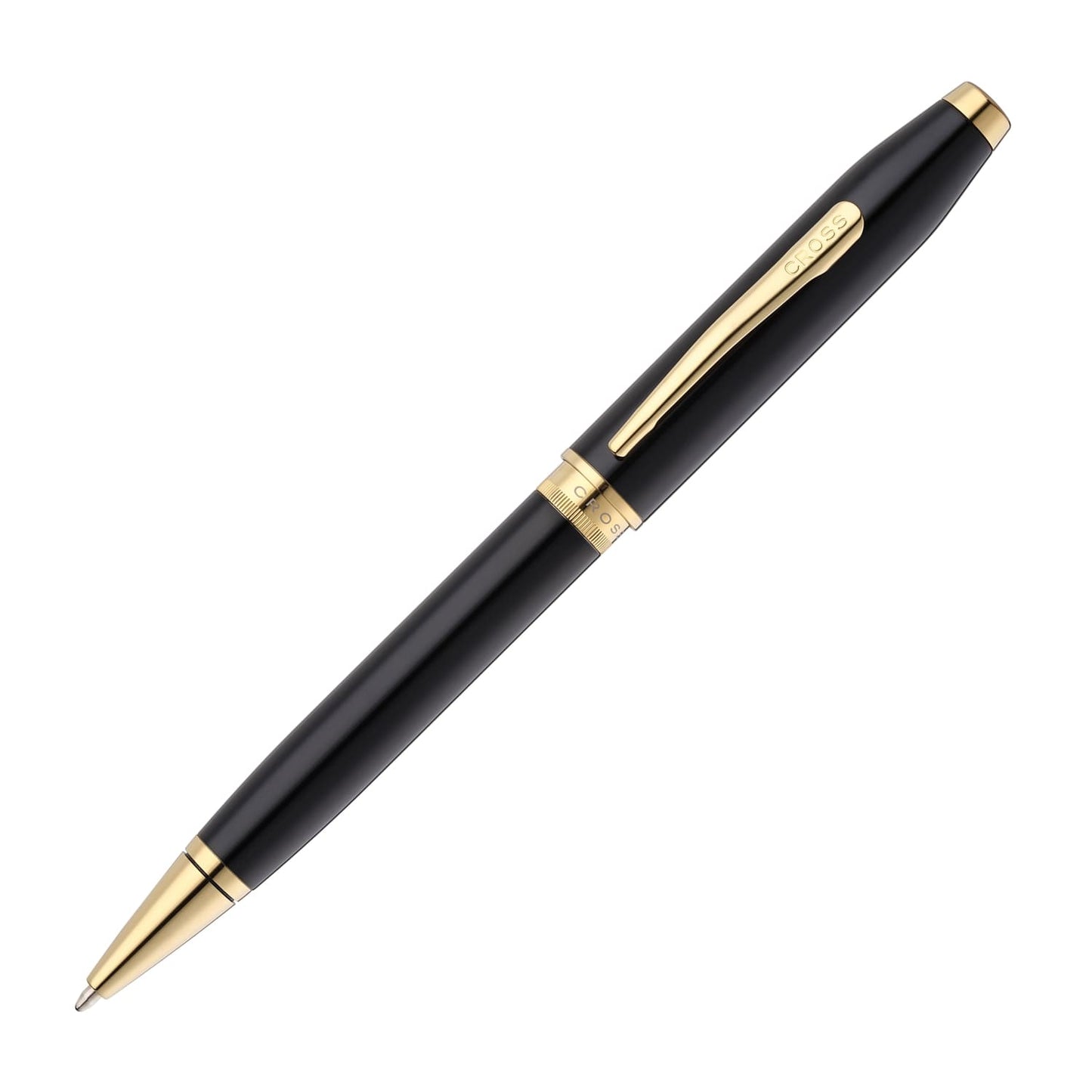 Cross Foundry Ballpoint Pen in Glossy Black Lacquer with PVD Gold Appointments Ballpoint Pens