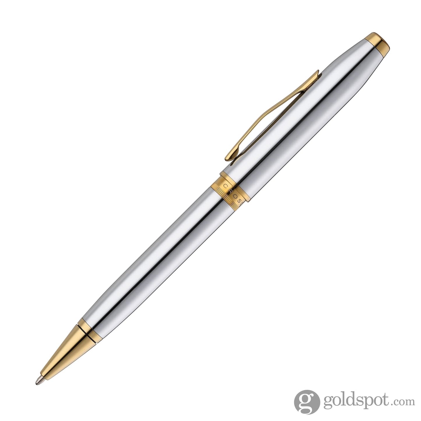 Cross Foundry Ballpoint Pen in Polished Chrome with PVD Gold Appointments Ballpoint Pens