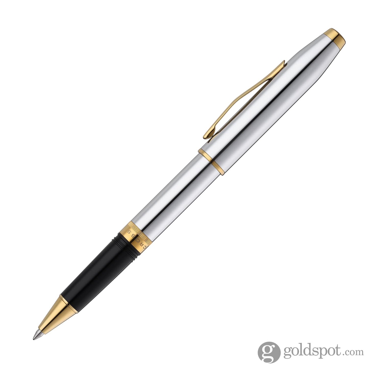 Cross Foundry Rollerball Pen in Polished Chrome with PVD Gold Appointments Rollerball Pen