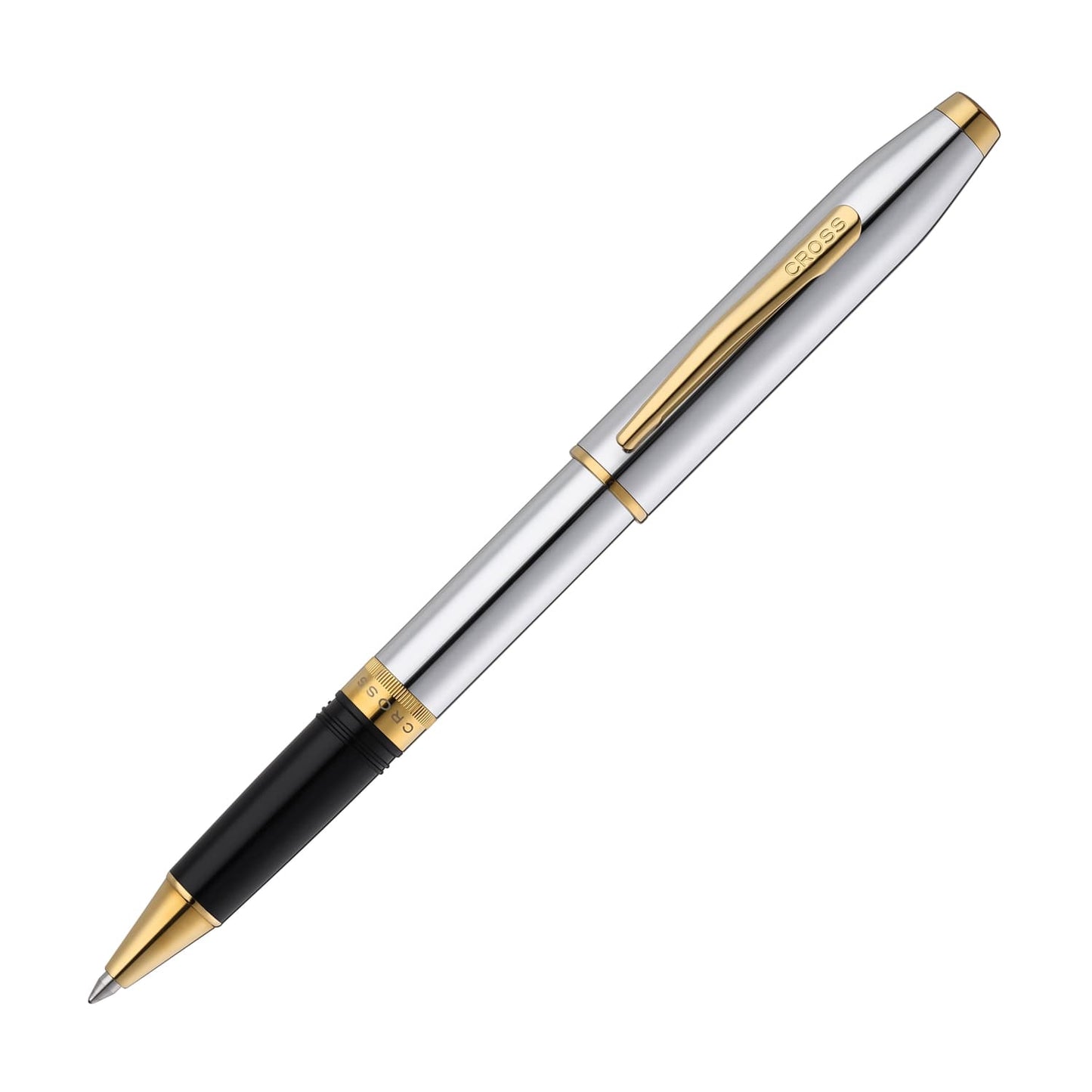 Cross Foundry Rollerball Pen in Polished Chrome with PVD Gold Appointments Rollerball Pen