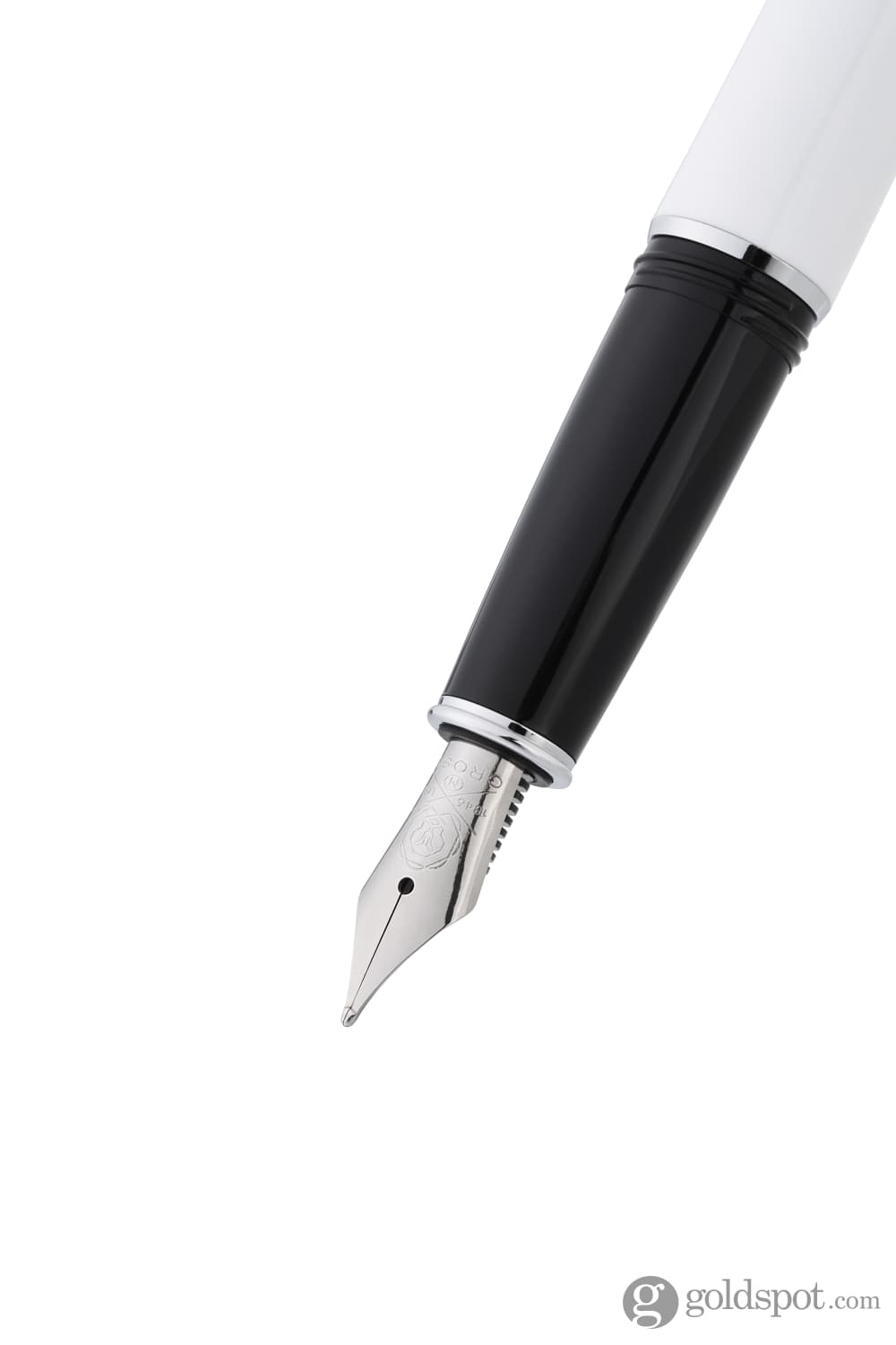 Cross Lume Fountain Pen in Porcelain White with Polished Chrome Appointments - Medium Nib Fountain Pen