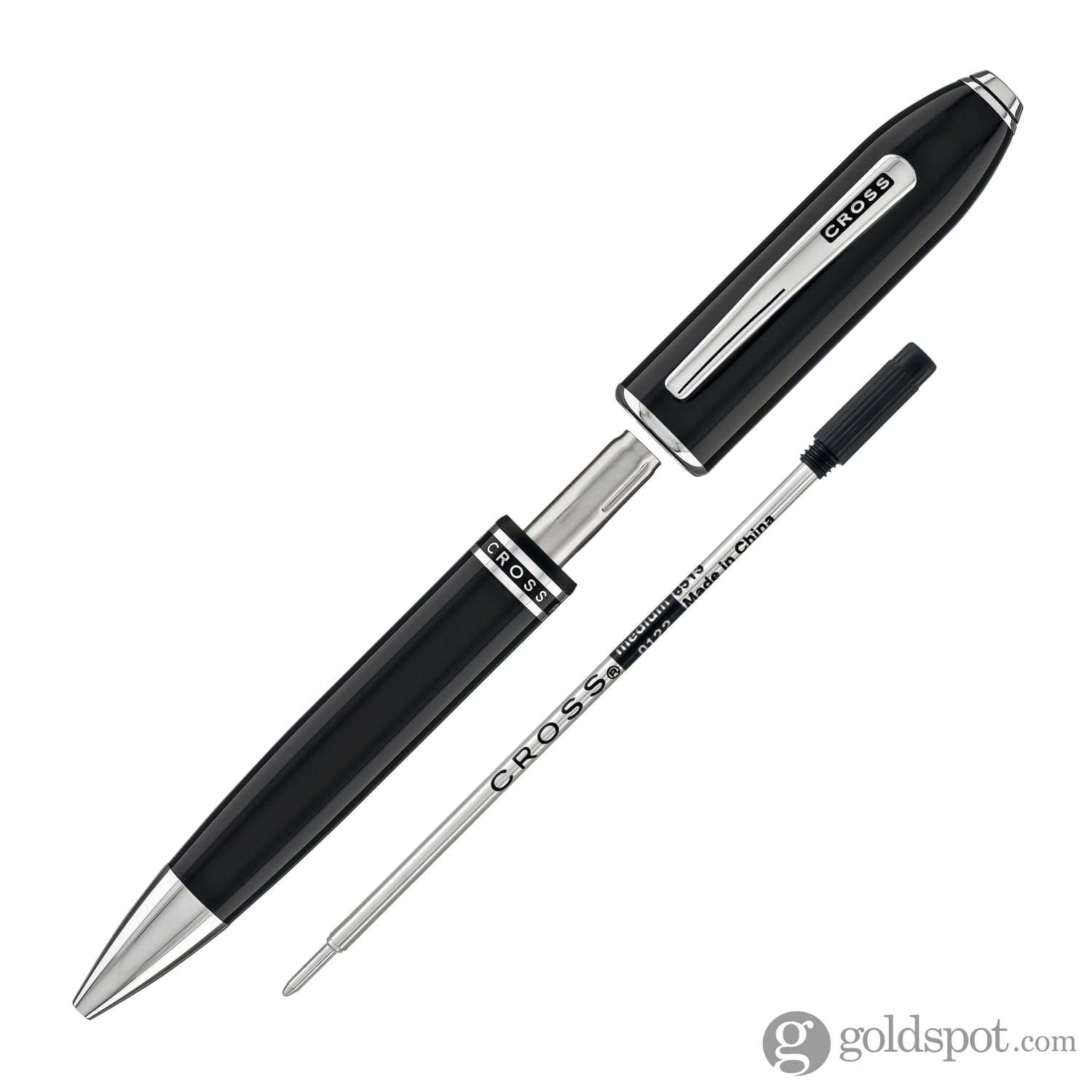 Cross Peerless Ballpoint Pen in Obsidian Black Lacquer - Goldspot Pens