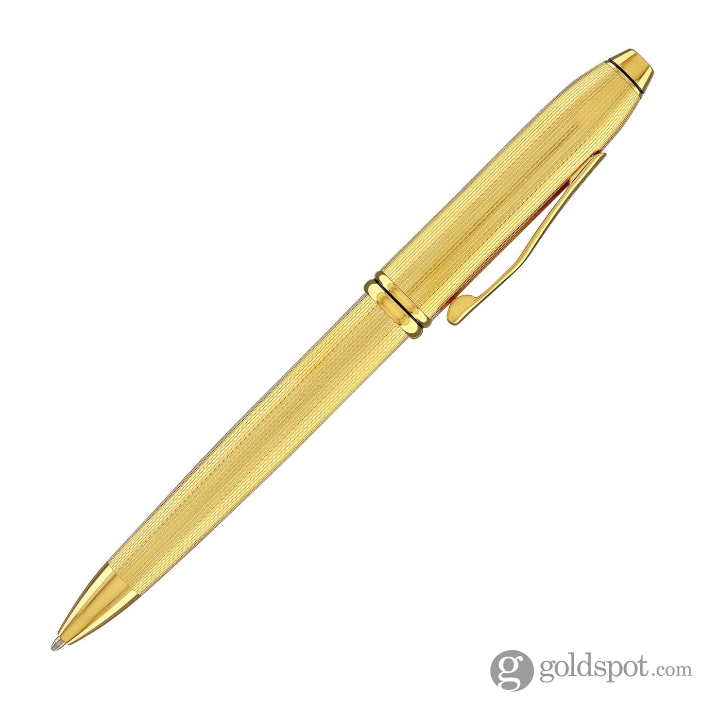 Cross Townsend Ballpoint Pen in Polished 23K Gold-Plated Engraved Diamond Pattern Ballpoint Pens