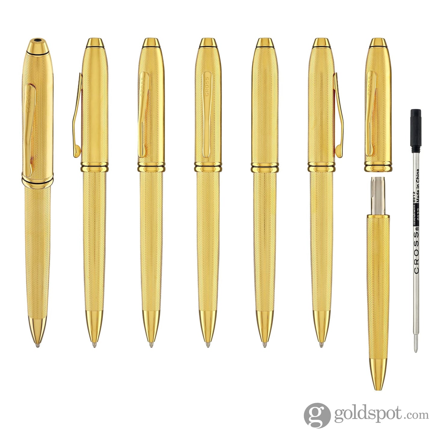 Cross Townsend Ballpoint Pen in Polished 23K Gold-Plated Engraved Diamond Pattern Ballpoint Pens