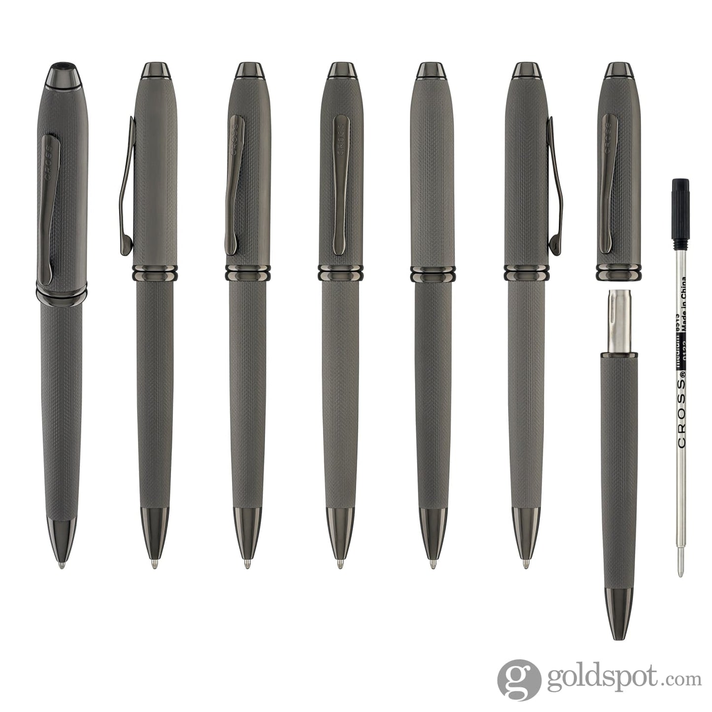 Cross Townsend Ballpoint Pen in Polished Slate Gray Engraved Diamond Pattern Ballpoint Pens