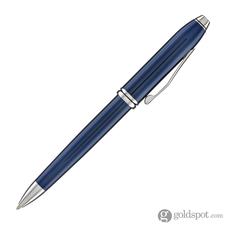 Cross Townsend Ballpoint Pen in Polished Translucent Cobalt Blue Engraved Diamond Pattern Ballpoint Pens