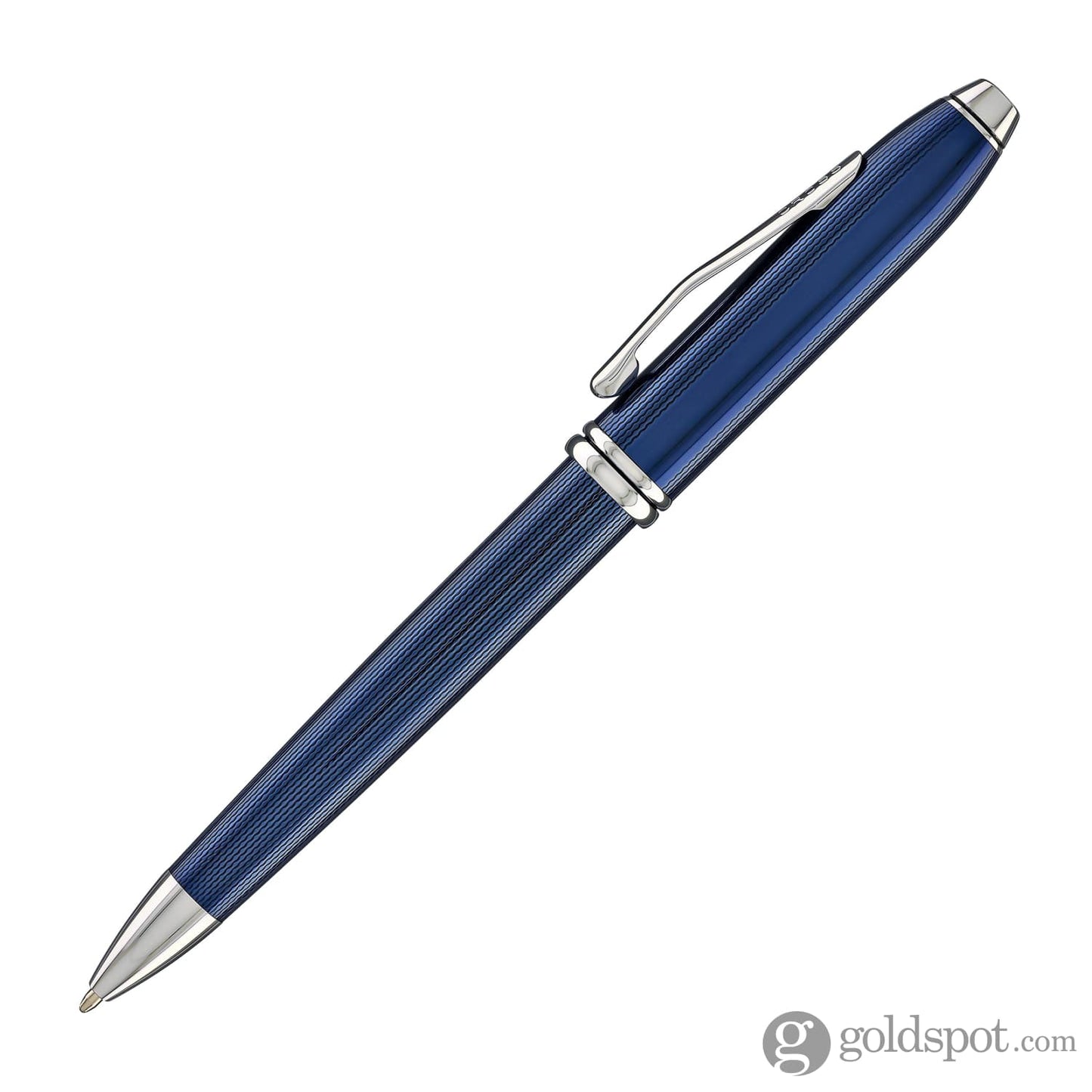 Cross Townsend Ballpoint Pen in Polished Translucent Cobalt Blue Engraved Diamond Pattern Ballpoint Pens