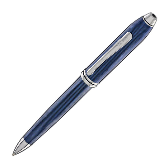 Cross Townsend Ballpoint Pen in Polished Translucent Cobalt Blue Engraved Diamond Pattern