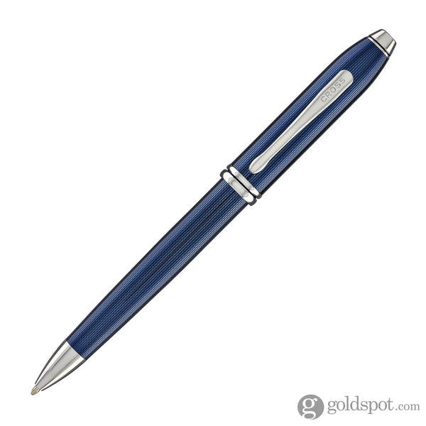 Cross Townsend Ballpoint Pen in Polished Translucent Cobalt Blue Engraved Diamond Pattern Ballpoint Pens