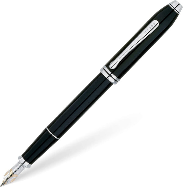 Cross Townsend Fountain Medium Point in Black Lacquer with Rhodium Plating Pen