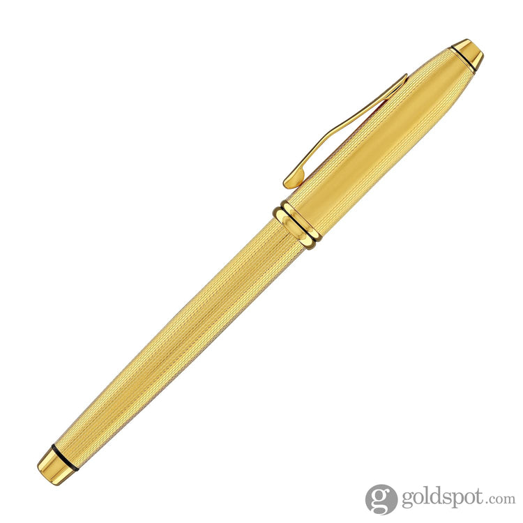 Cross Townsend Rollerball Pen in Polished 23K Gold-Plated Engraved Diamond Pattern Rollerball Pen