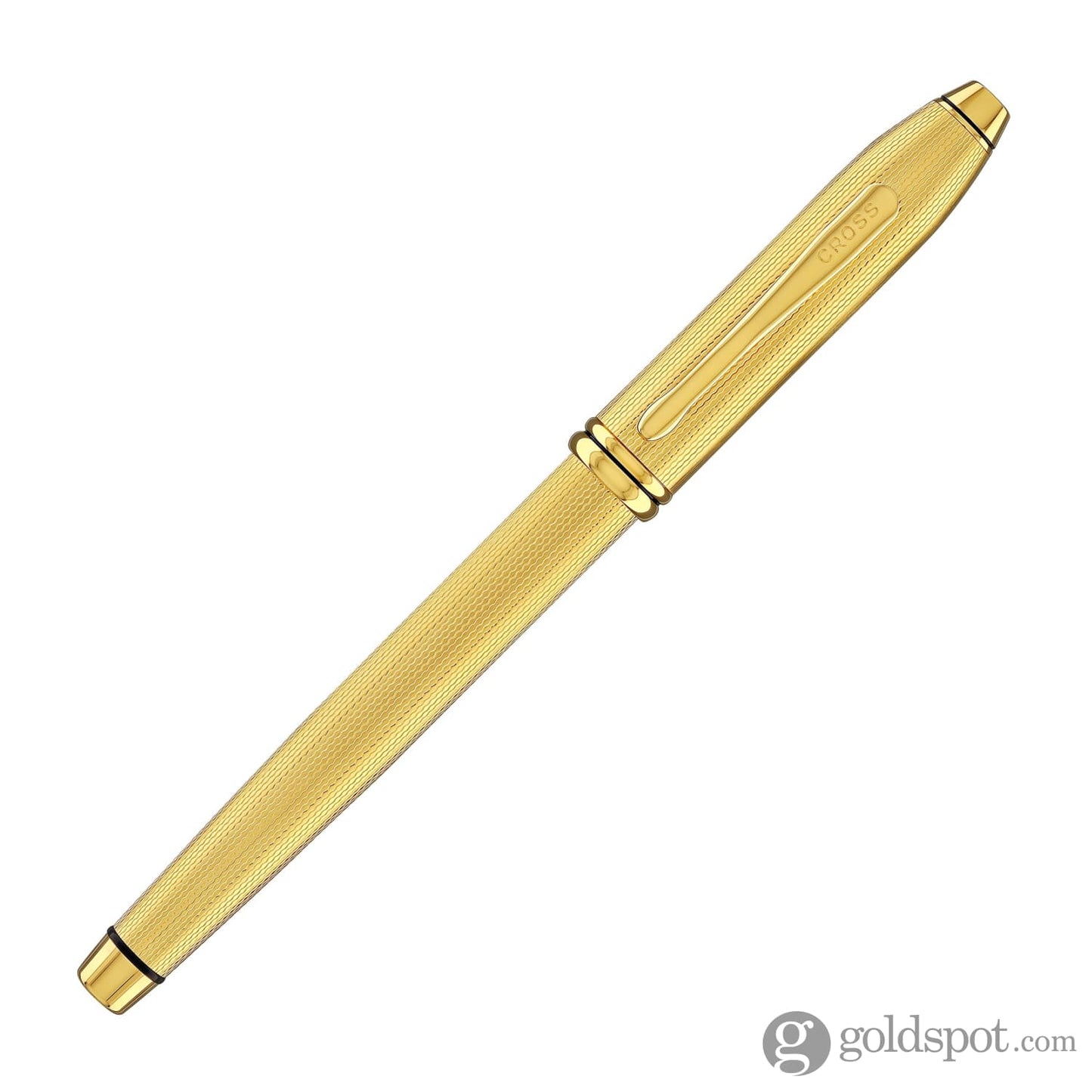 Cross Townsend Rollerball Pen in Polished 23K Gold-Plated Engraved Diamond Pattern Rollerball Pen