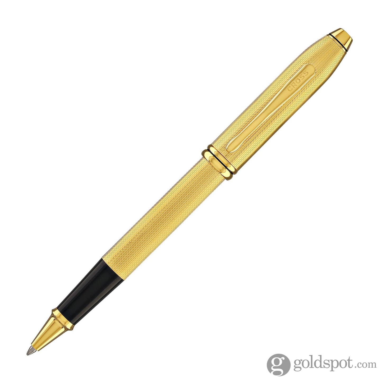 Cross Townsend Rollerball Pen in Polished 23K Gold-Plated Engraved Diamond Pattern Rollerball Pen