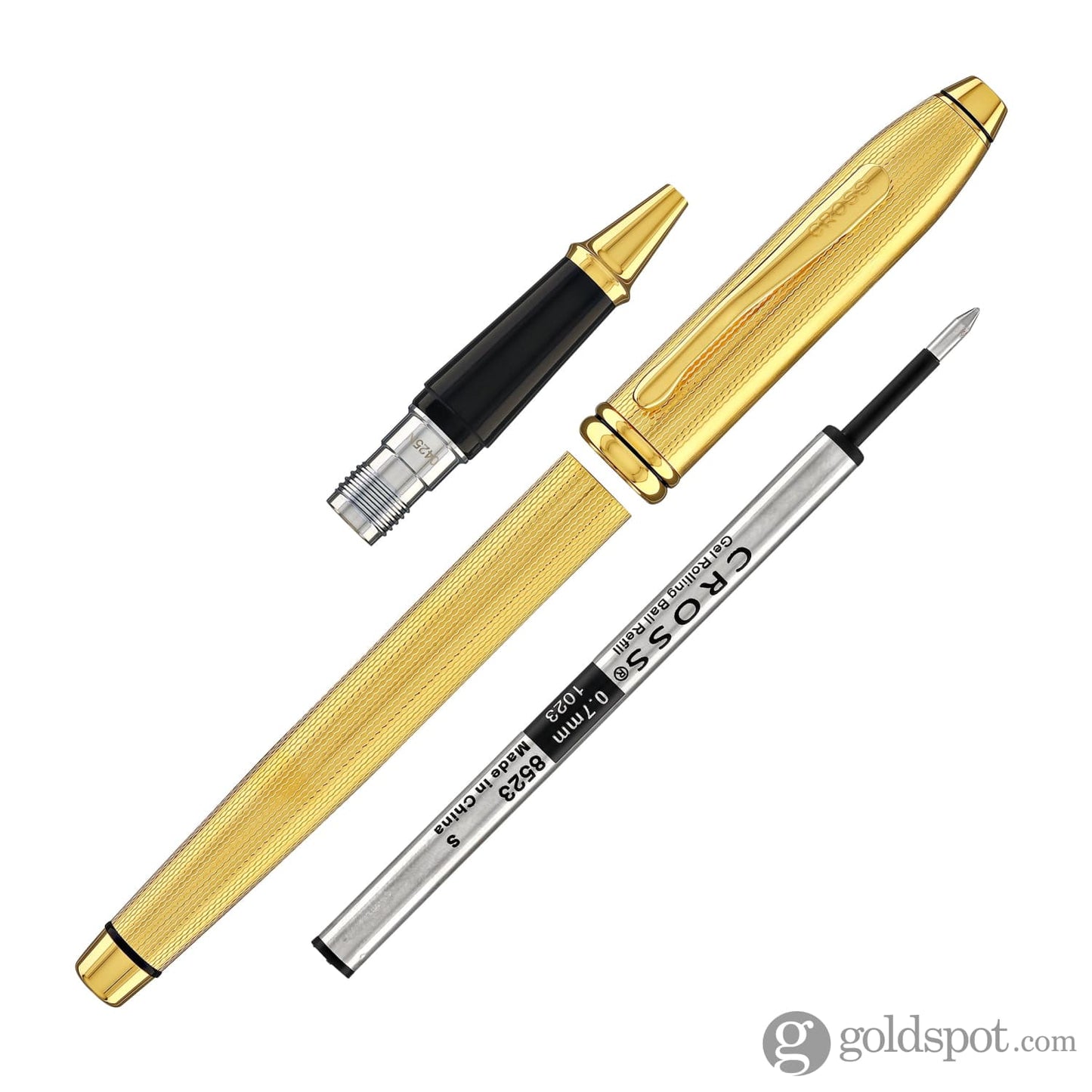 Cross Townsend Rollerball Pen in Polished 23K Gold-Plated Engraved Diamond Pattern Rollerball Pen