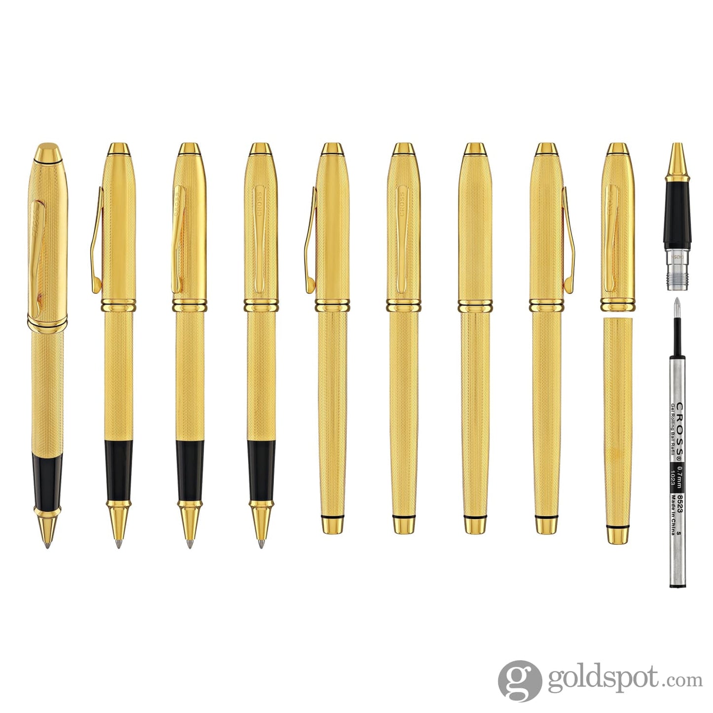 Cross Townsend Rollerball Pen in Polished 23K Gold-Plated Engraved Diamond Pattern Rollerball Pen