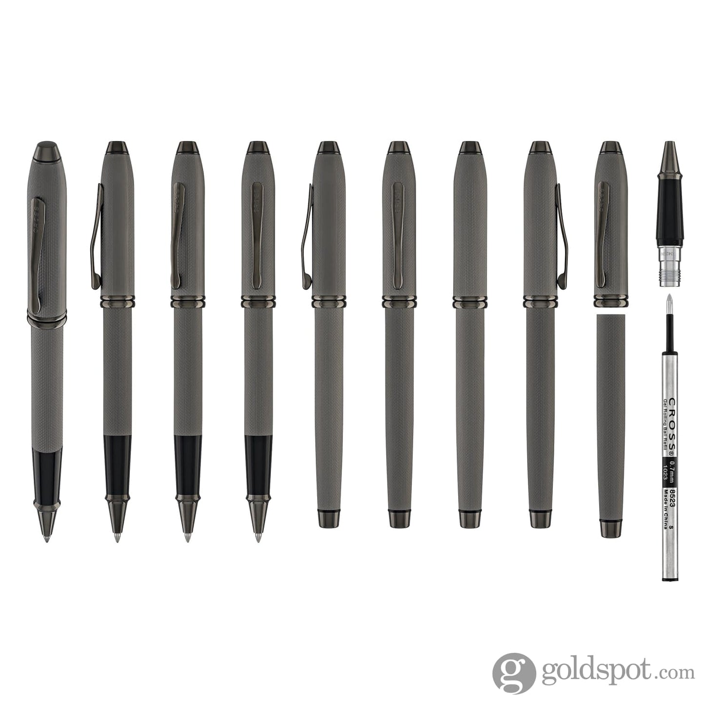 Cross Townsend Rollerball Pen in Polished Slate Gray Engraved Diamond Pattern Rollerball Pen