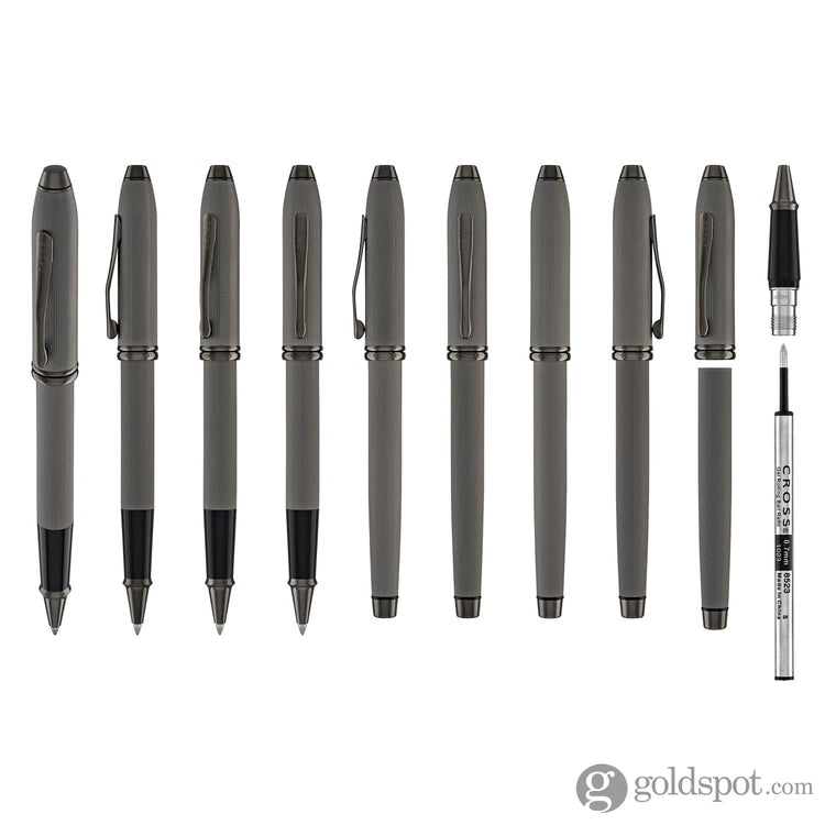 Cross Townsend Rollerball Pen in Polished Slate Gray Engraved Diamond Pattern Rollerball Pen