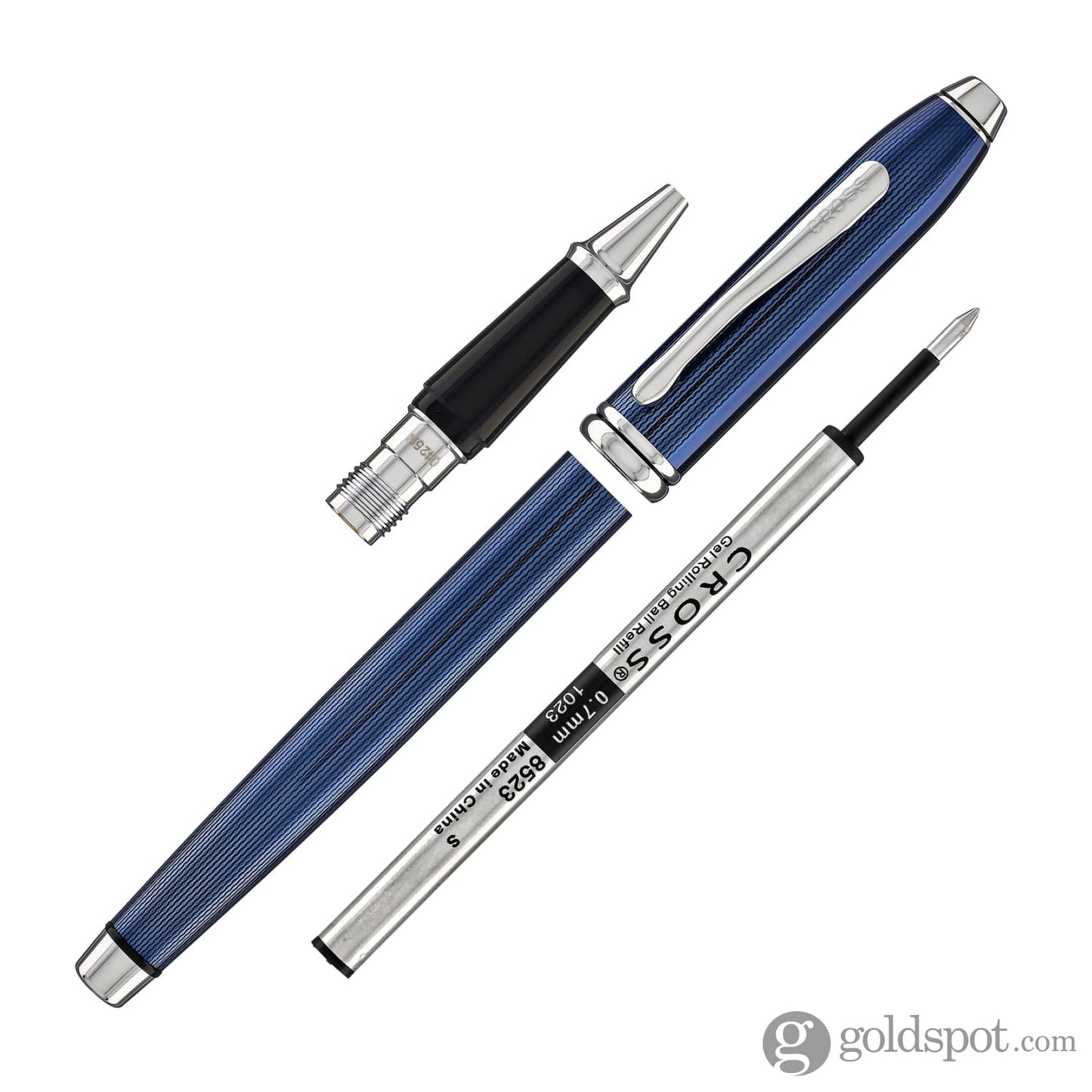 Cross Townsend Rollerball Pen in Translucent Polished Cobalt Blue Engraved Diamond Pattern Rollerball Pen