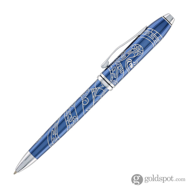 Cross Townsend Zodiac Ballpoint Pen Year of the Snake in Blue Lacquer with Polished Chrome Ballpoint Pens