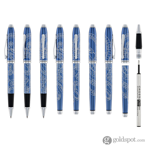 Cross Townsend Zodiac Rollerball Pen Year of the Snake in Blue Lacquer with Polished Chrome Rollerball Pens