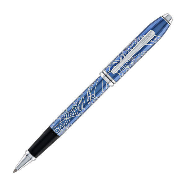 Cross Townsend Zodiac Rollerball Pen Year of the Snake in Blue Lacquer with Polished Chrome Rollerball Pens