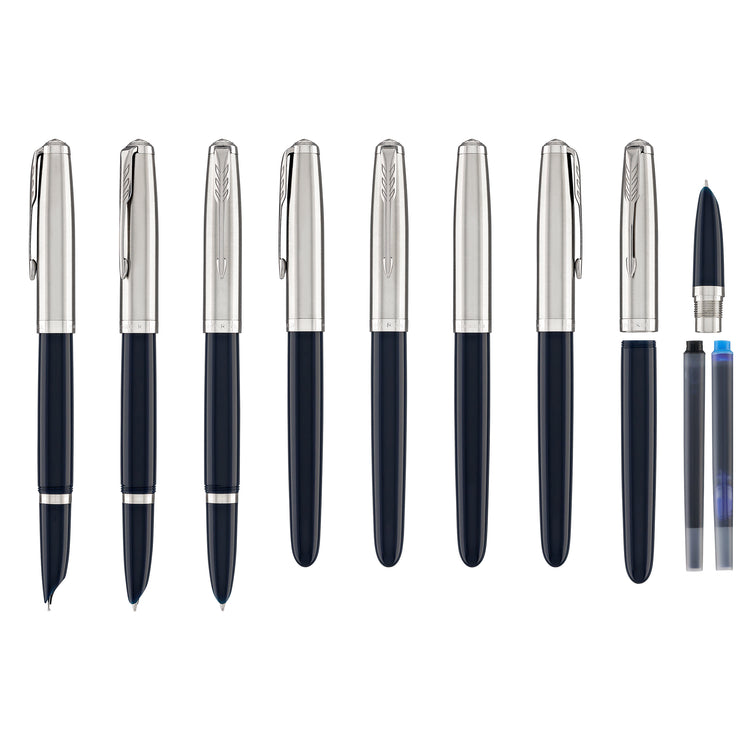 Parker 51 Fountain Pen in Midnight Blue with Chrome Trim