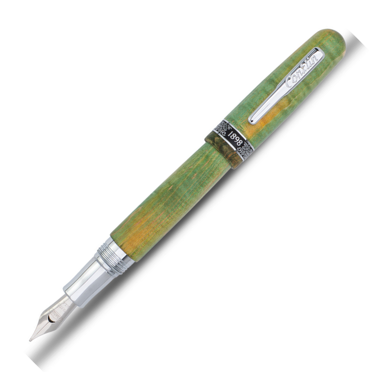 Conklin 1898 Stabilized Wood Fountain Pen in Matte Green with Chrome Trim - Limited Edition