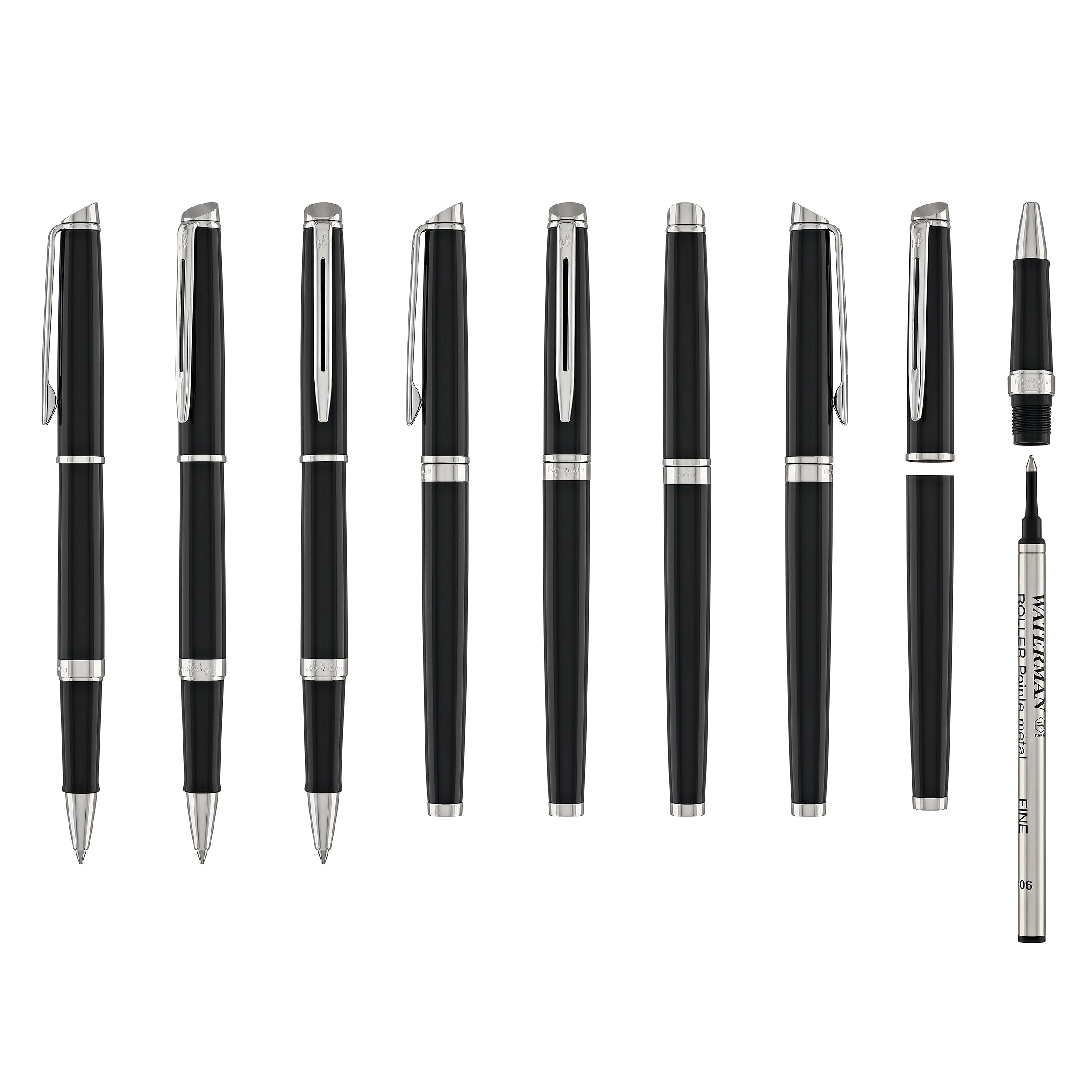筆記具 waterman Waterman Hemisphere Rollerball Pen in Black with Chrome Trim