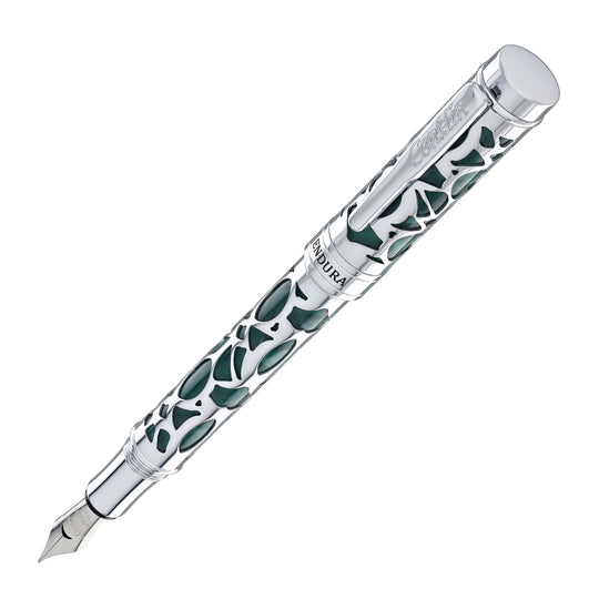 Conklin Endura Deco Crest Fountain Pen in Green with Chrome Trim