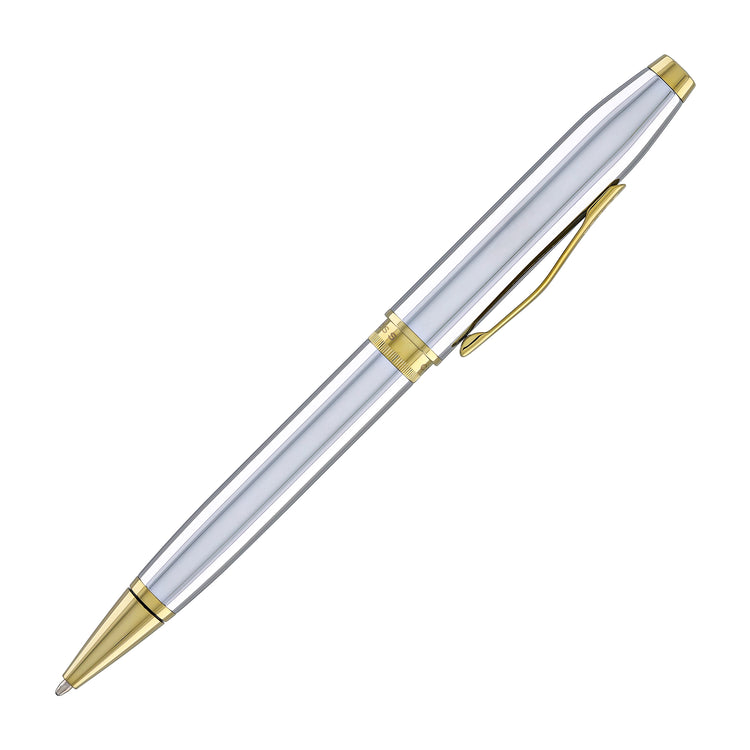 Cross Foundry Ballpoint Pen in Polished Chrome with PVD Gold Appointments