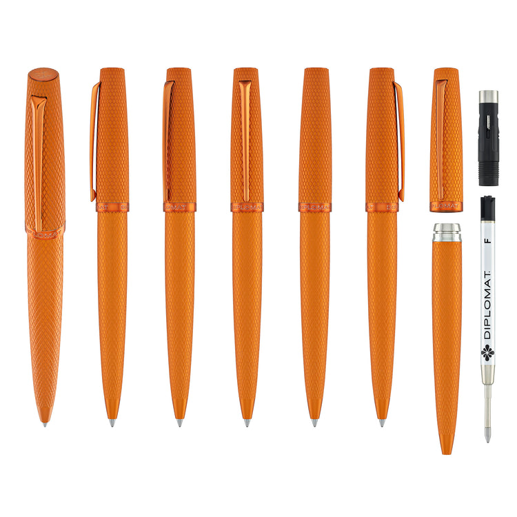 Diplomat Viper Ballpoint Pen in Orange Guilloche