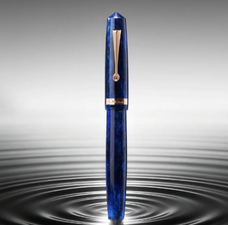 OMAS Studio Fountain Pen in Azzurro Diamante with Rose Gold Trim