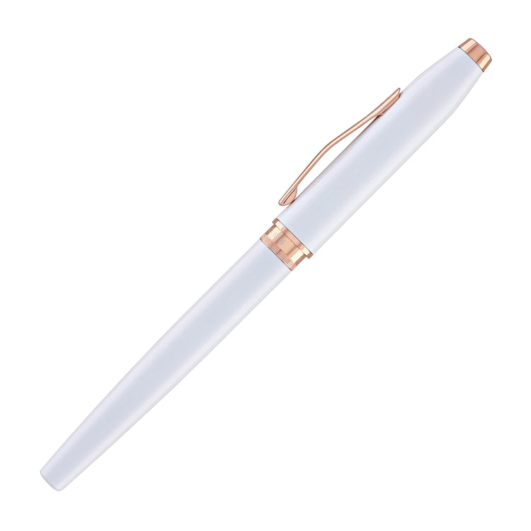 Cross Foundry Rollerball Pen in Pearl White Lacquer with Rose Gold Appointments