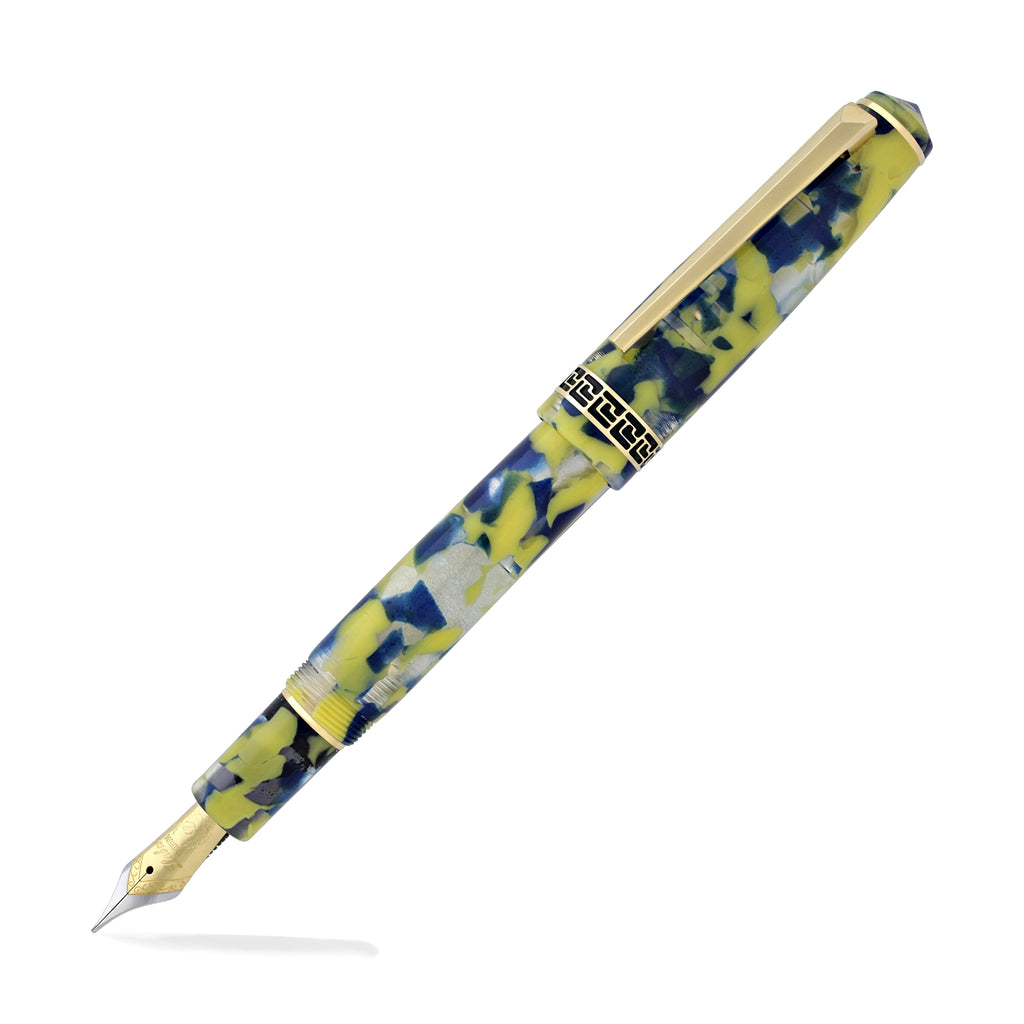 Laban Grecian Fountain Pen in Blue and Yellow Marbled Fountain Pen