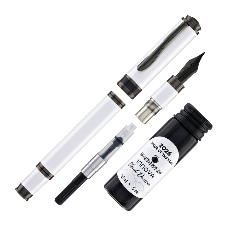 Monteverde Innova Fountain Pen in 2026 Cloud Dancer in Gunmetal Trim - Limited Edition