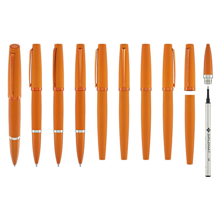 Diplomat Viper Rollerball Pen in Orange Guilloche